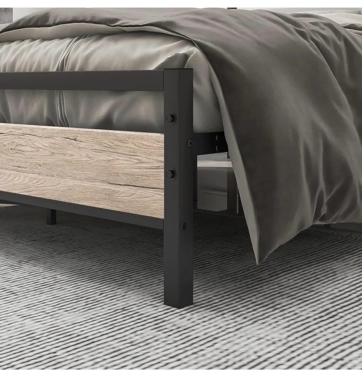 5ft King Bed Frame with Wooden Headboard,Heavy Dut - Image 4