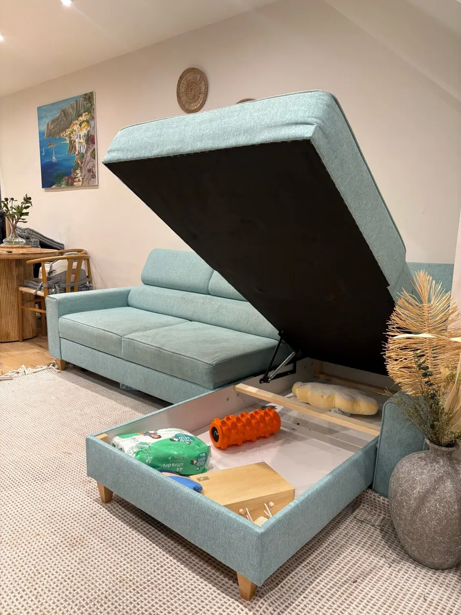 Teal blue sofa bed - Image 3