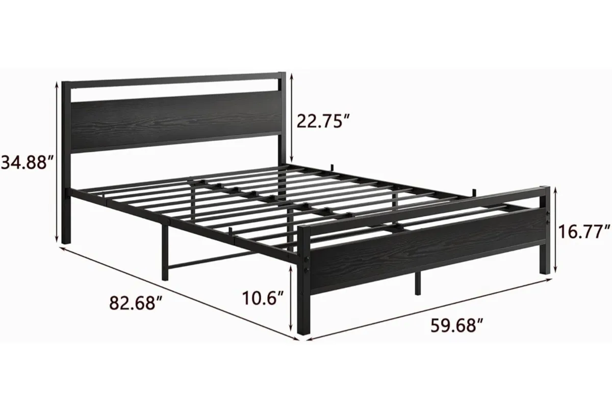 5ft King Bed Frame with Wooden Headboard,Heavy Dut - Image 2