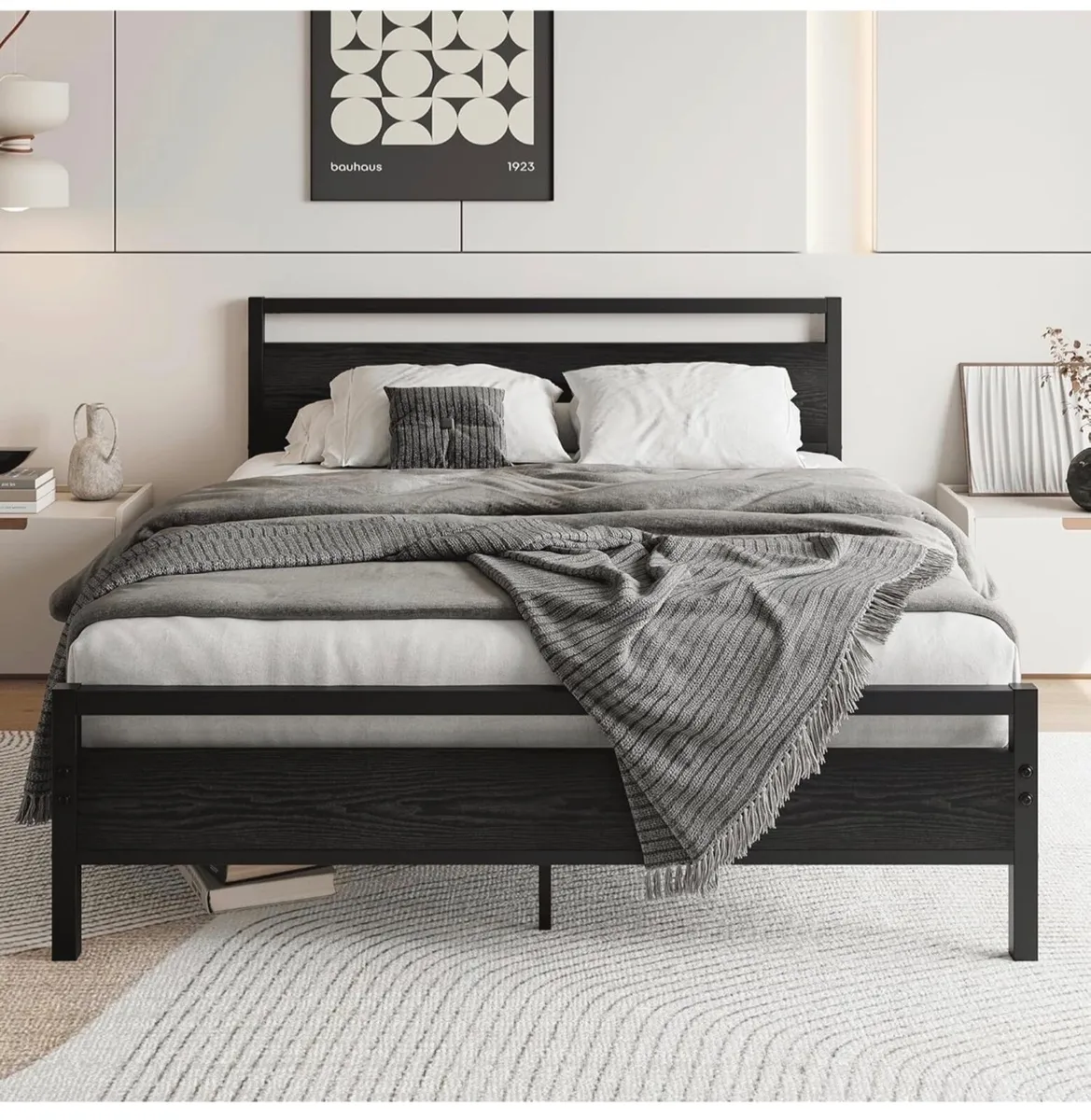 5ft King Bed Frame with Wooden Headboard,Heavy Dut - Image 3