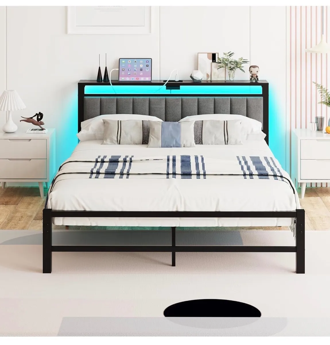 King Size Bed Frame with Storage Headboard, 5ft Up - Image 1