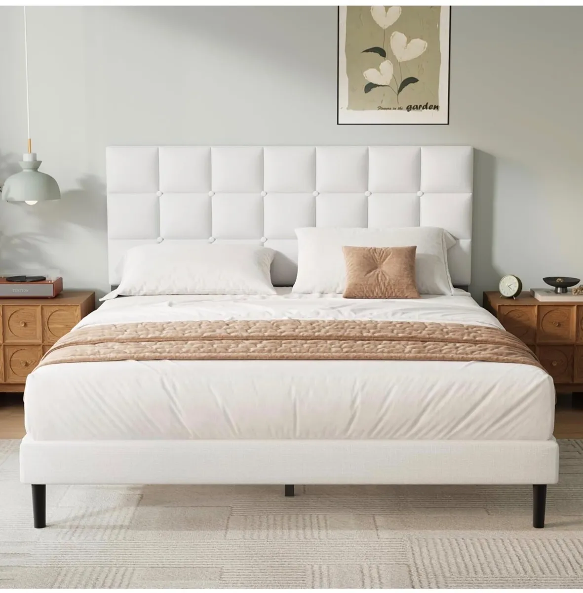 King Bed Frame, Easy Assembly, Sturdy Wooden Slat - Image 2