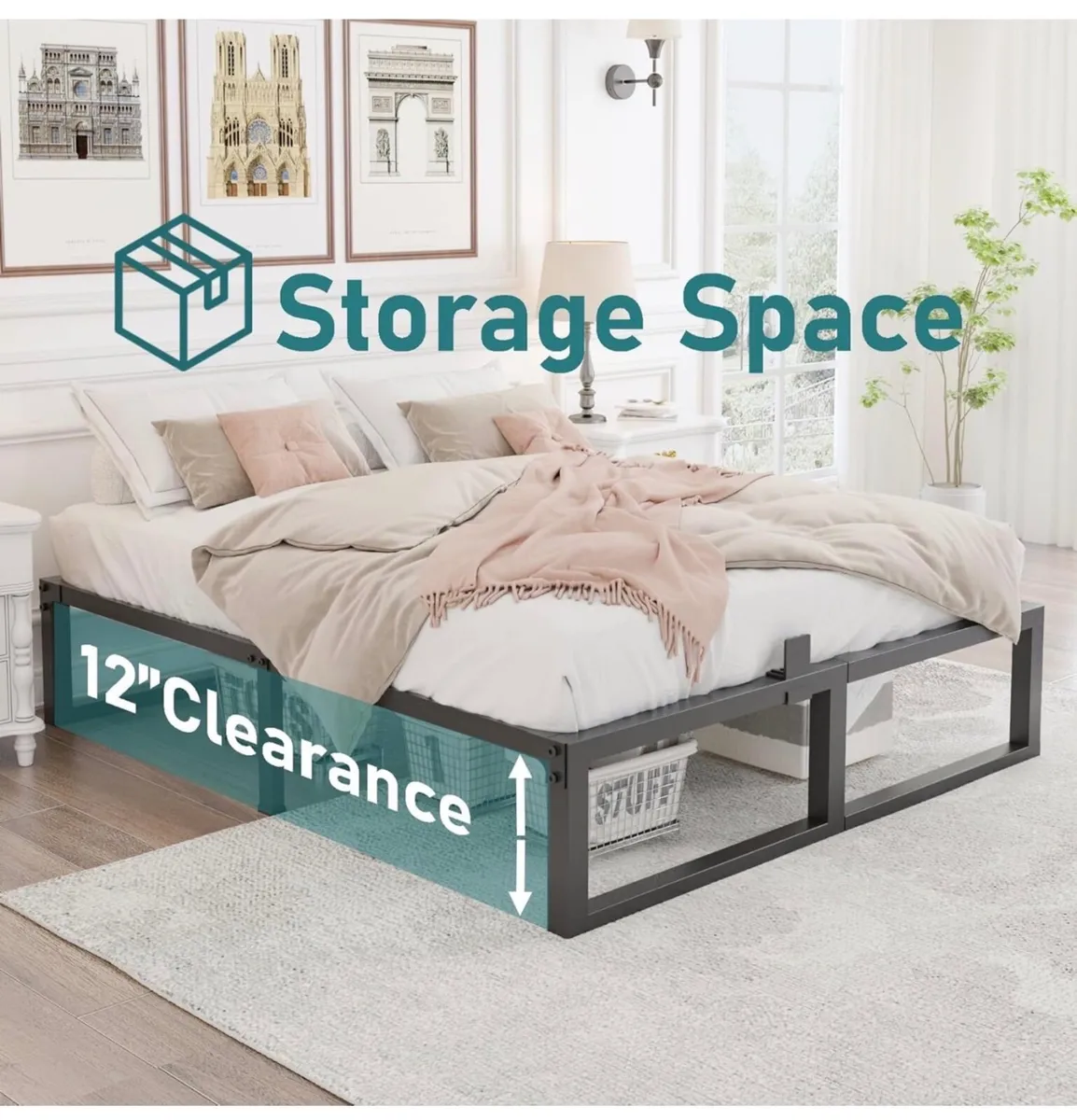 5ft King Bed Frame 150x200 cm - 36cm Height Heavy - Image 4