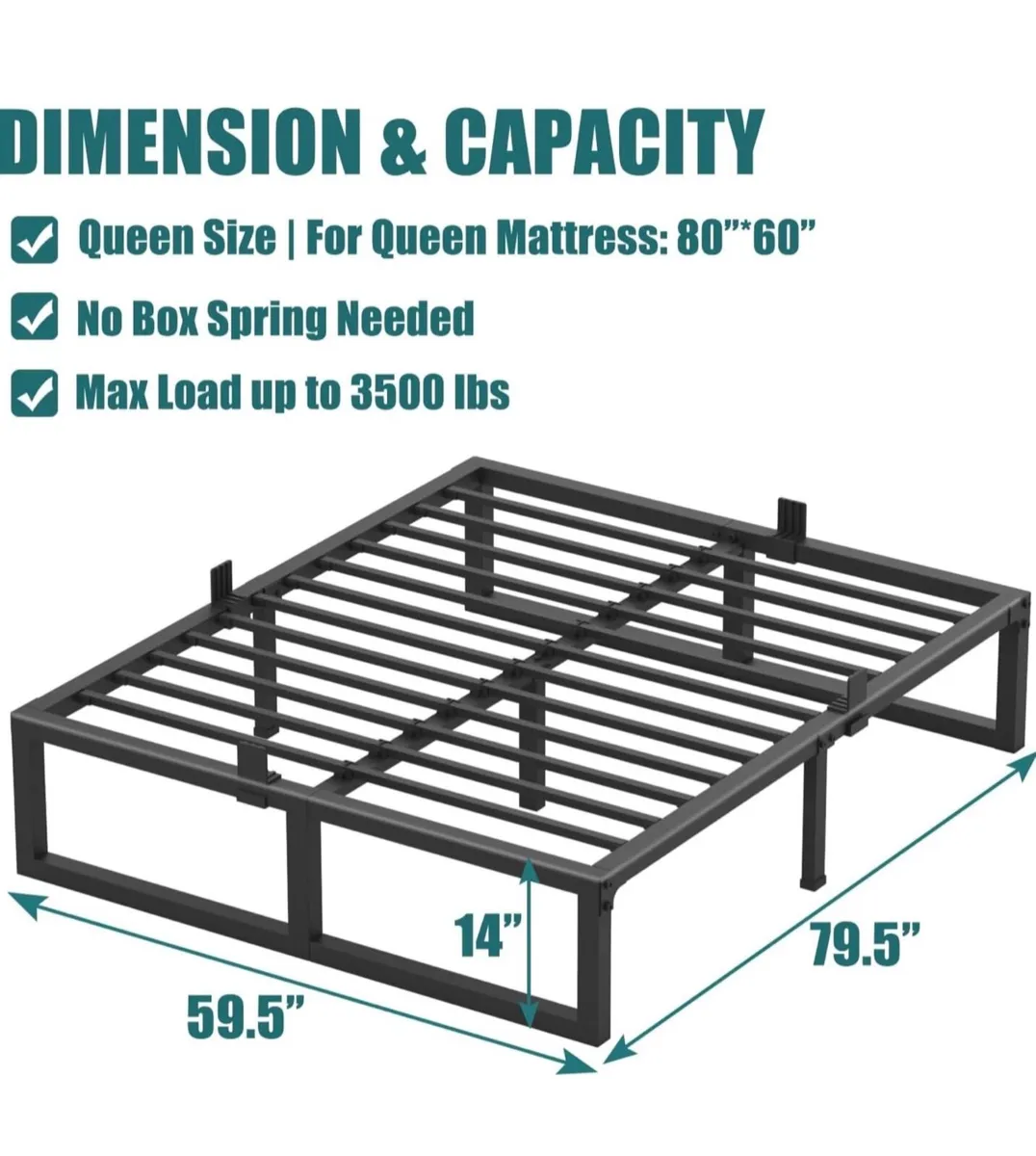 5ft King Bed Frame 150x200 cm - 36cm Height Heavy - Image 3