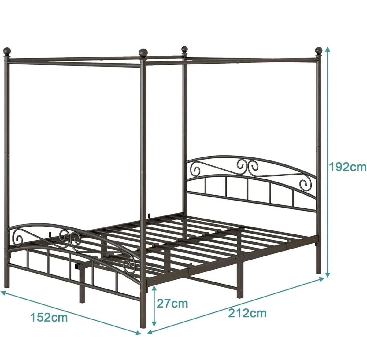 Bed Frame King Size with Ornate European Style Hea - Image 2