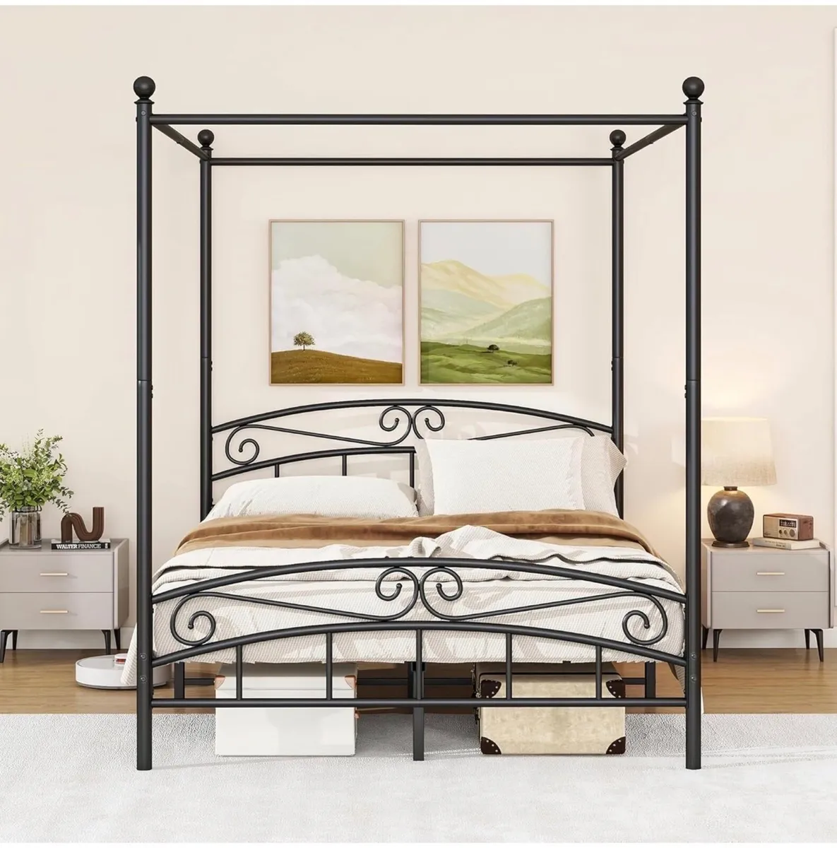 Bed Frame King Size with Ornate European Style Hea - Image 3