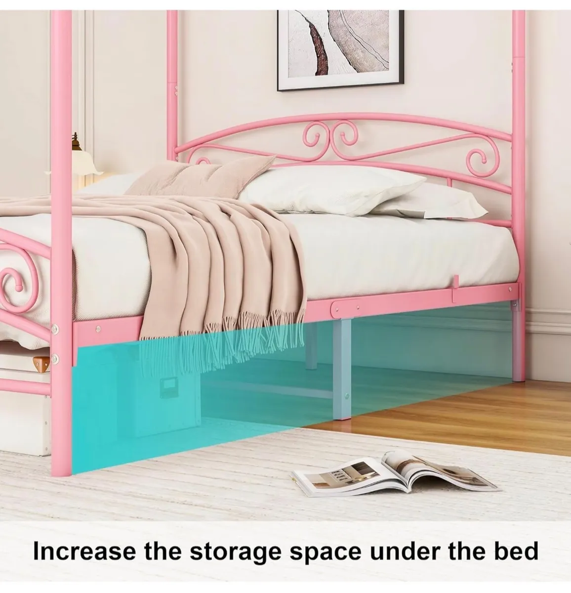 Canopy Bed Frame King Size with Ornate European St - Image 3