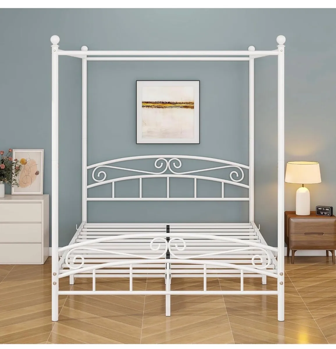 Canopy Bed Frame King Size with Ornate European St - Image 3