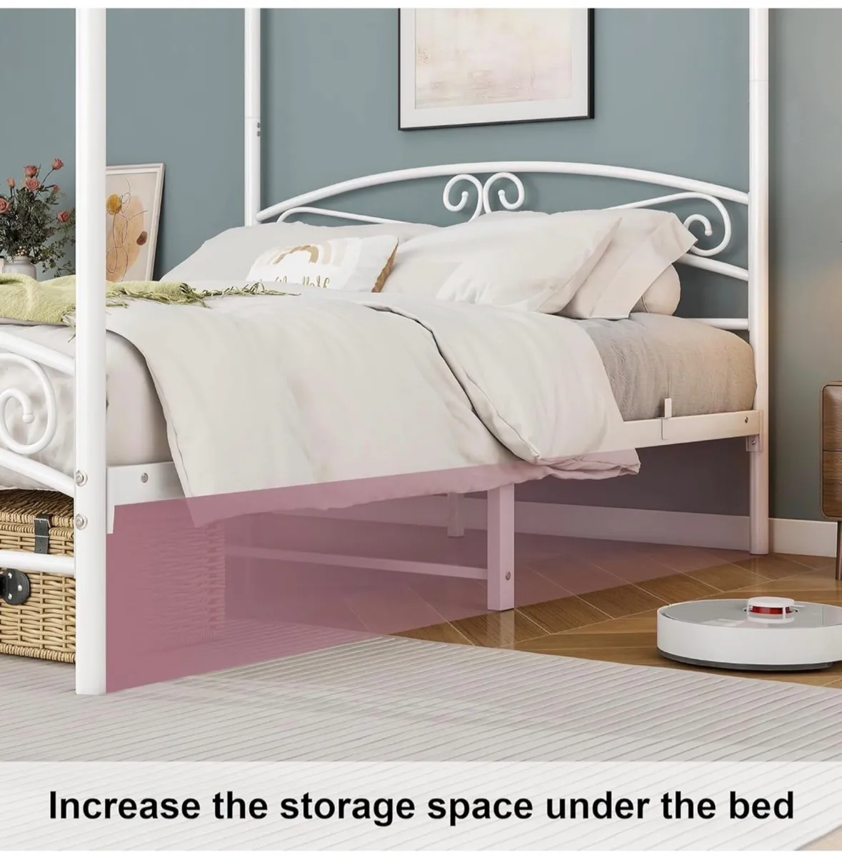 Canopy Bed Frame King Size with Ornate European St - Image 4