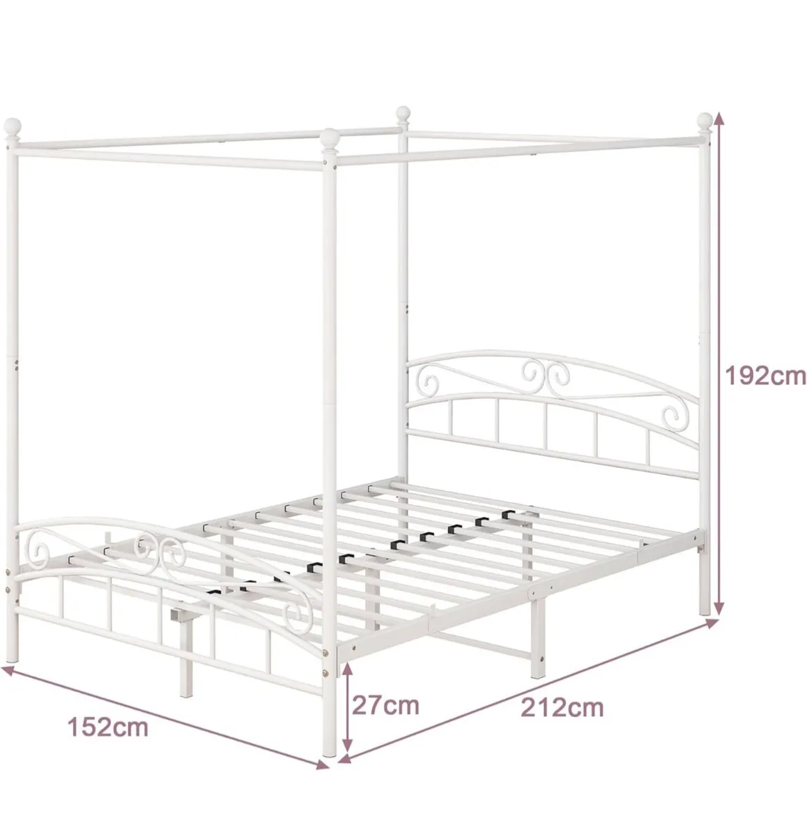 Canopy Bed Frame King Size with Ornate European St - Image 2