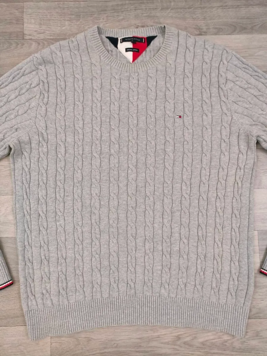 Tommy Hilfiger Cable Knit Cotton Jumper Mens XL - Image 2