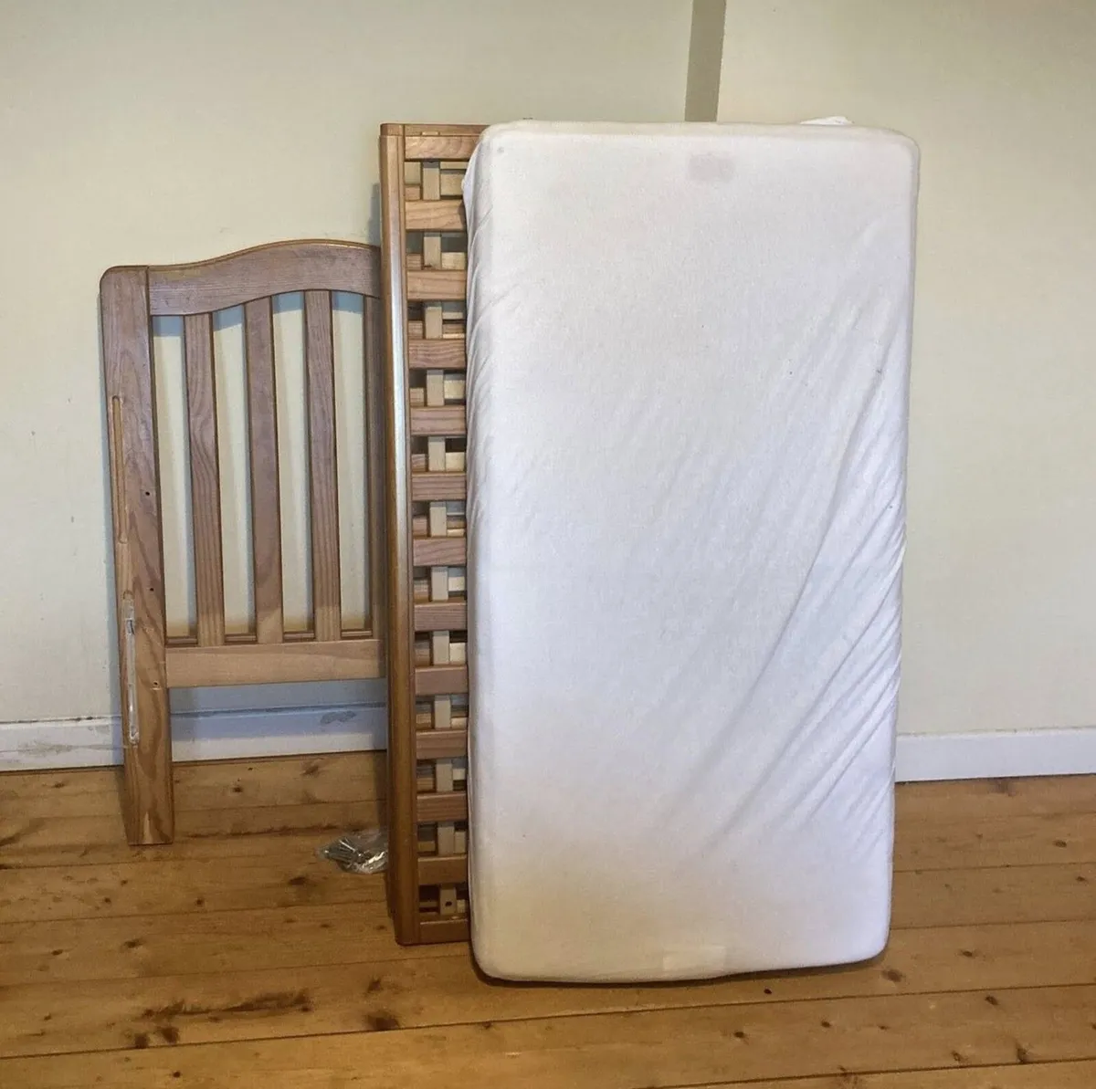 Brown Wooden Baby Cot + Mattress – Great Condition - Image 4