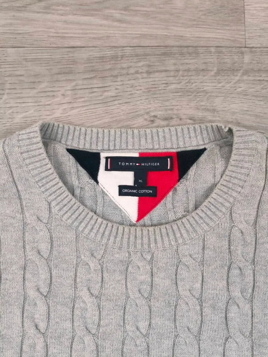 Tommy Hilfiger Cable Knit Cotton Jumper Mens XL - Image 4