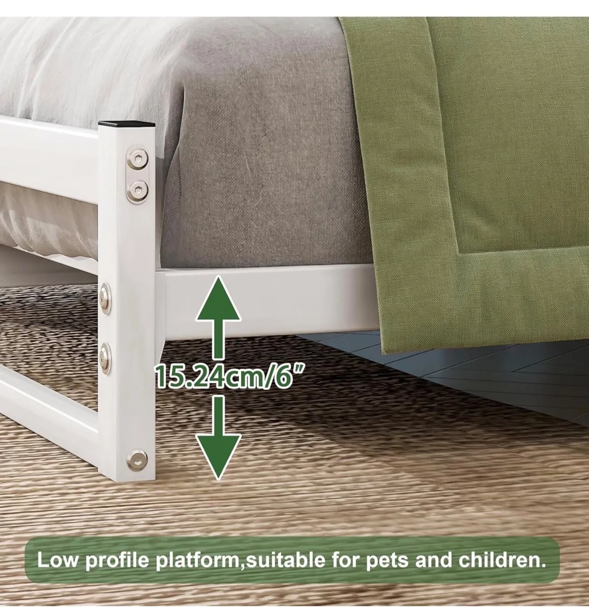 King Size Bed Frame,Metal Platform Low Bed Frame K - Image 3