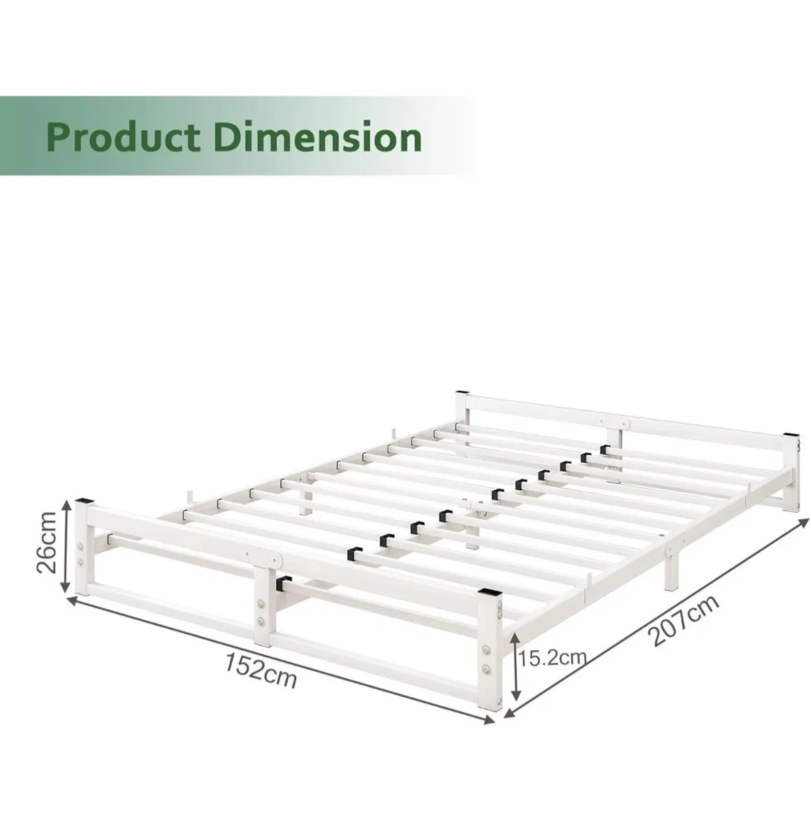 King Size Bed Frame,Metal Platform Low Bed Frame K - Image 3