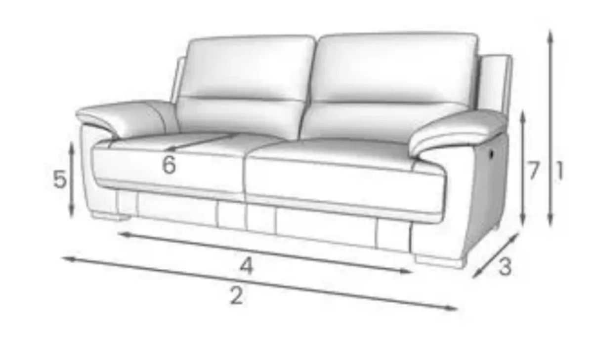 Blue Leather DFS Recliner Sofa & Footstool - Image 2