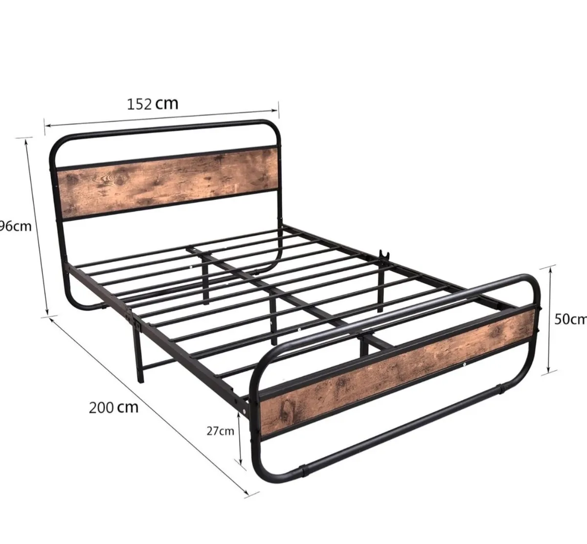 King Size Bed Frame with Headboard,Oval-Shaped Pla - Image 4