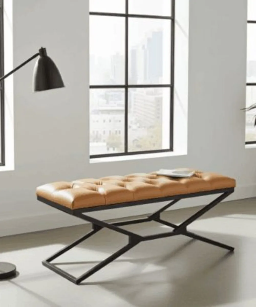 Metal-Framed Bench 100x40cm Gold Frame / Velour - Image 1