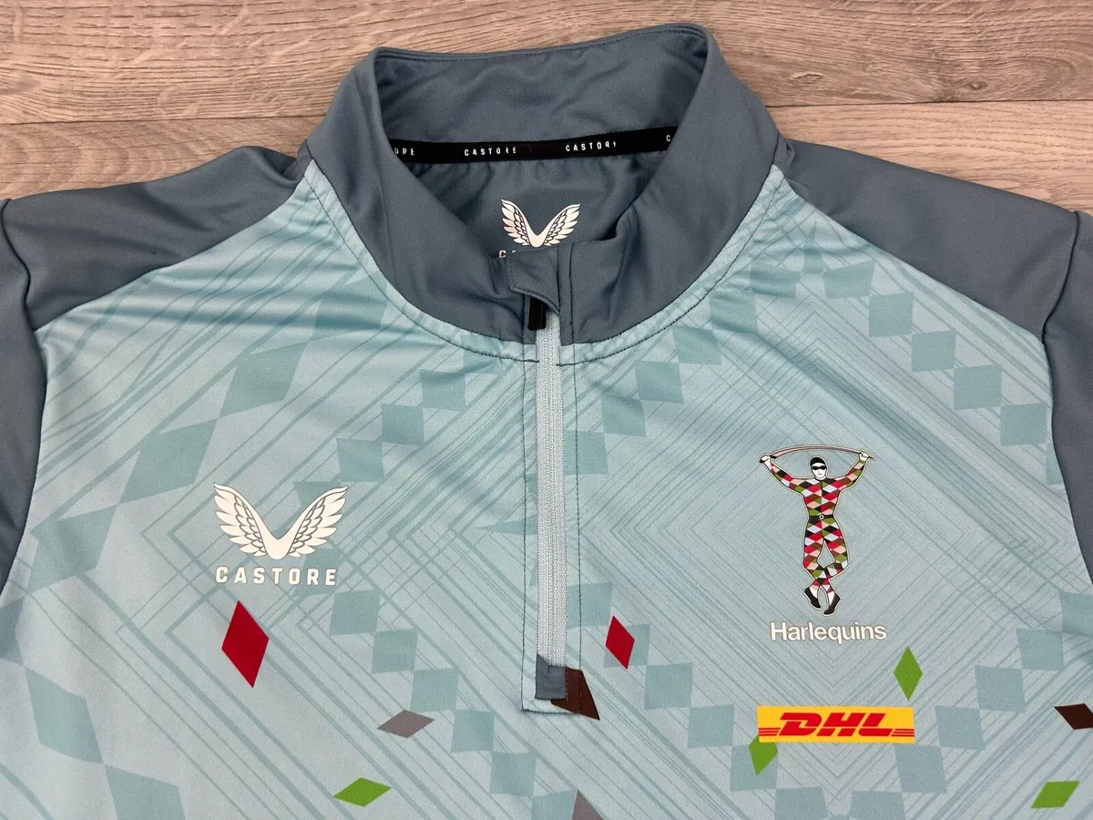 Castore Harlequins Rugby Half Zip Jumper Mens L - Image 3