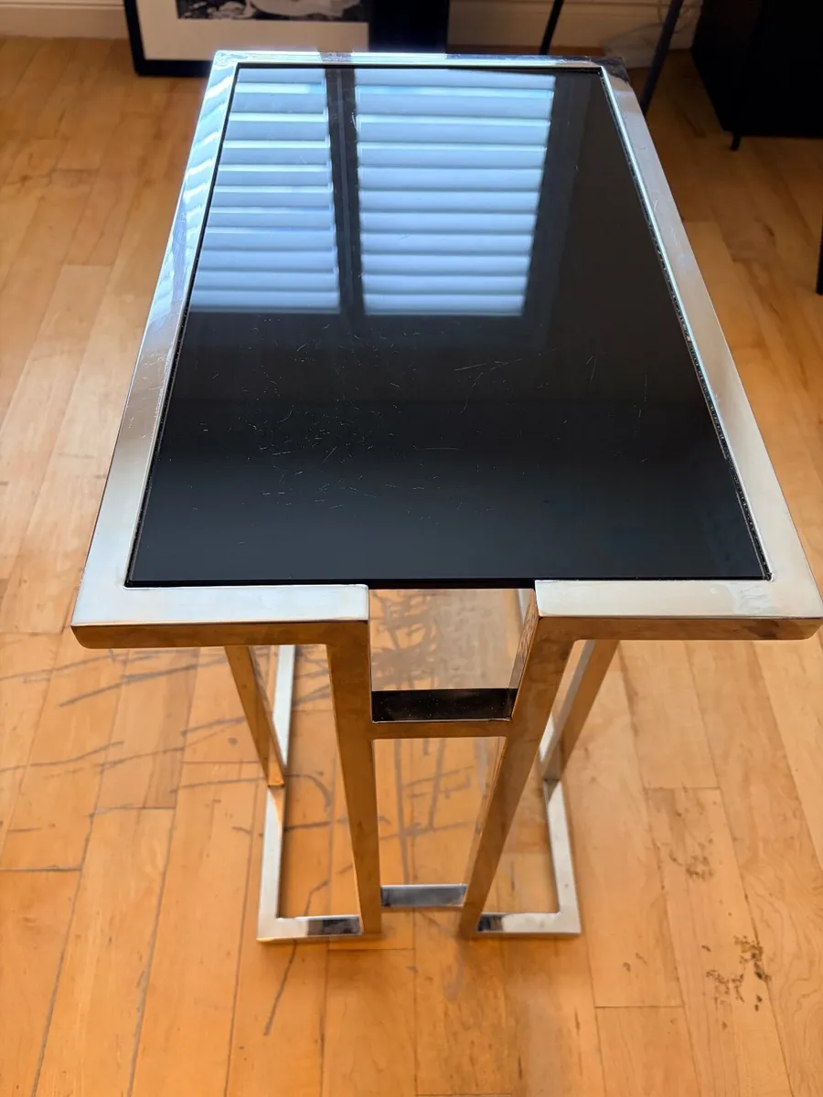 Metal and black glass coffee table - Image 3