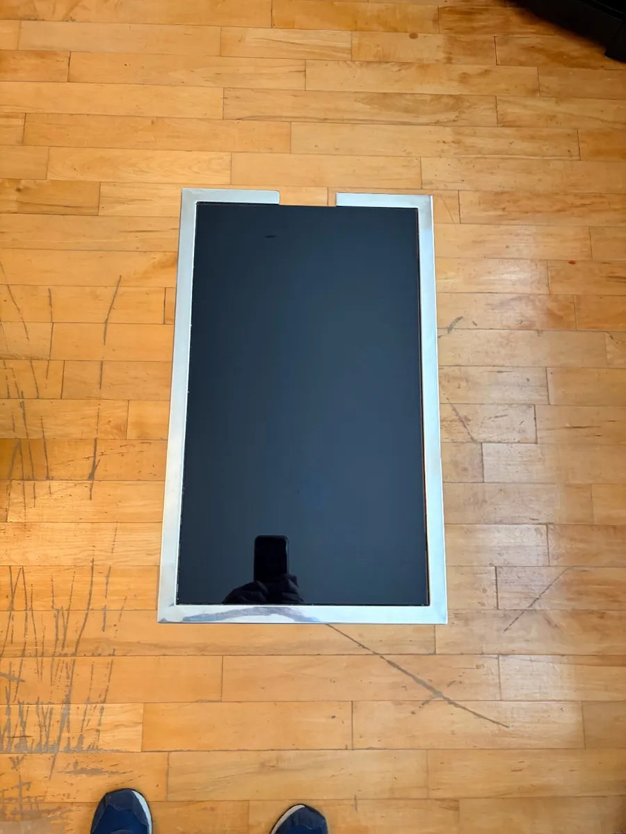 Metal and black glass coffee table - Image 2