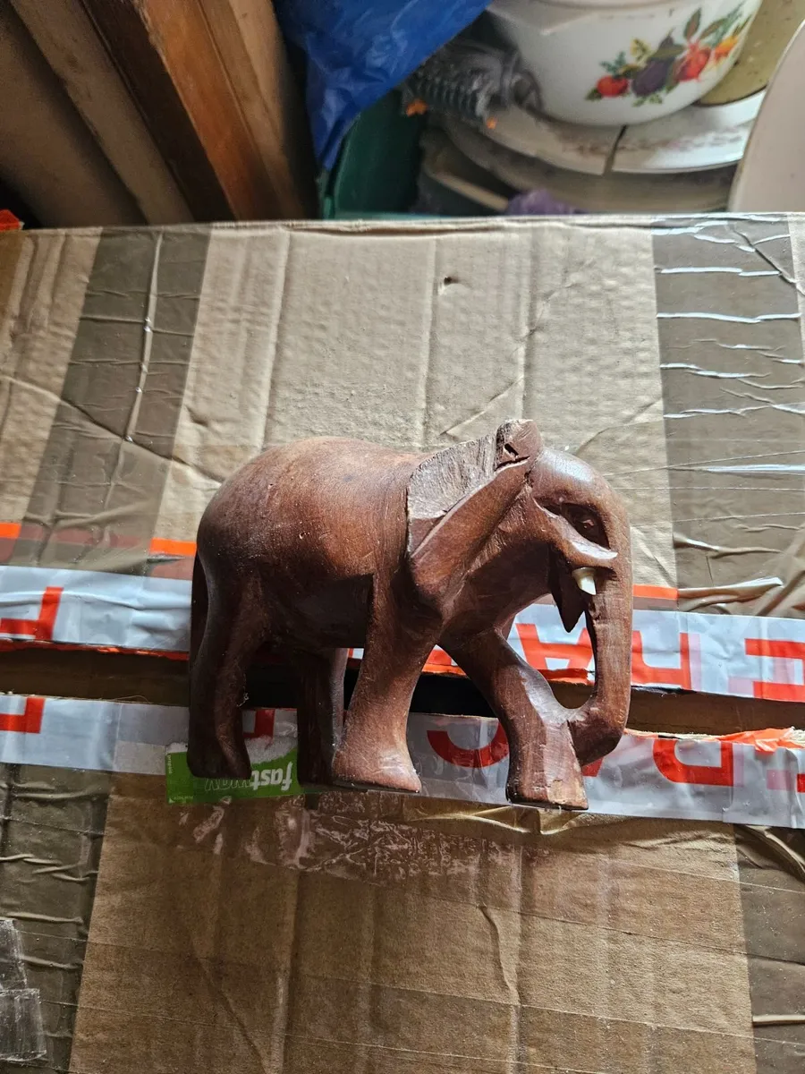 Vintage Wooden Elephant - Image 2