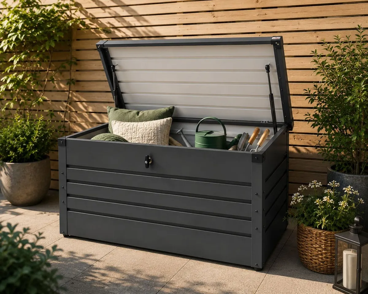 Metal Garden Storage Box 360L Waterproof Lockable - Image 2