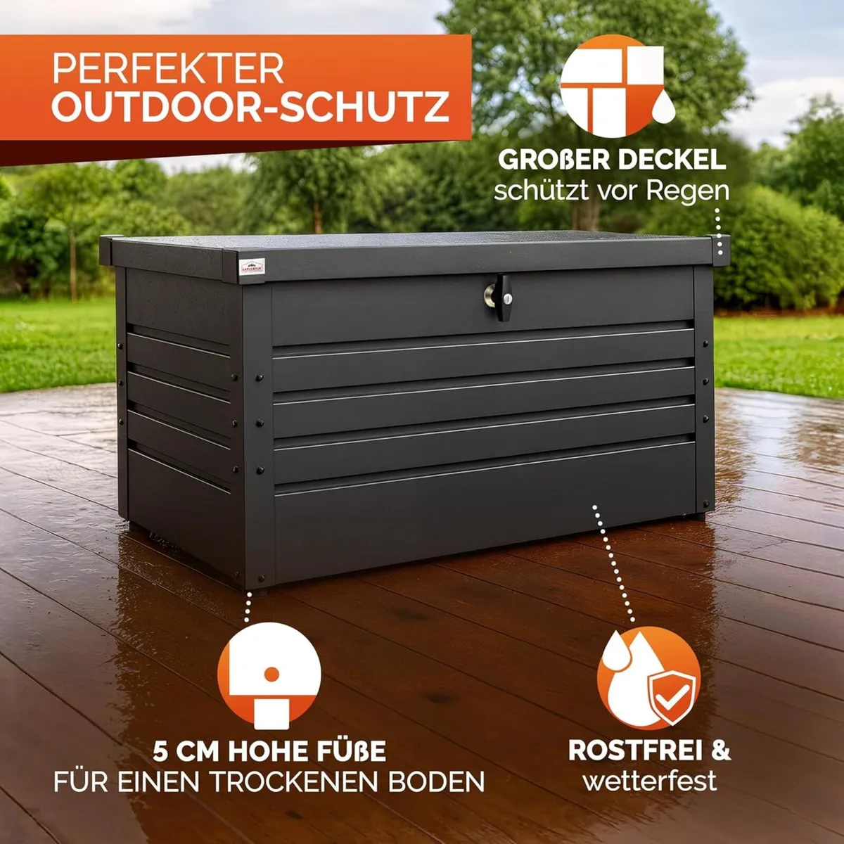 Metal Garden Storage Box 360L Waterproof Lockable - Image 4