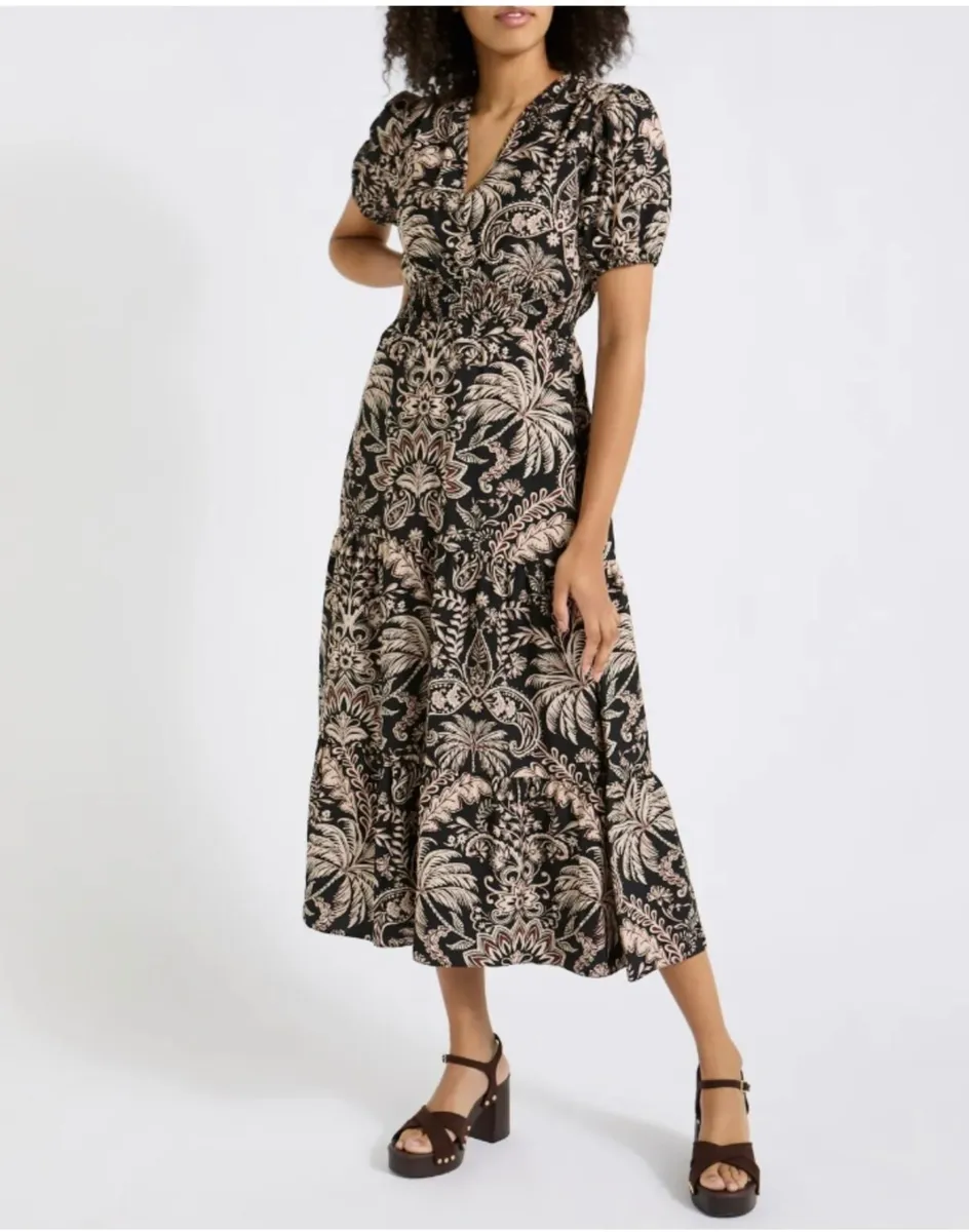 New Palm Tree Tropical Print Dress: Size 8