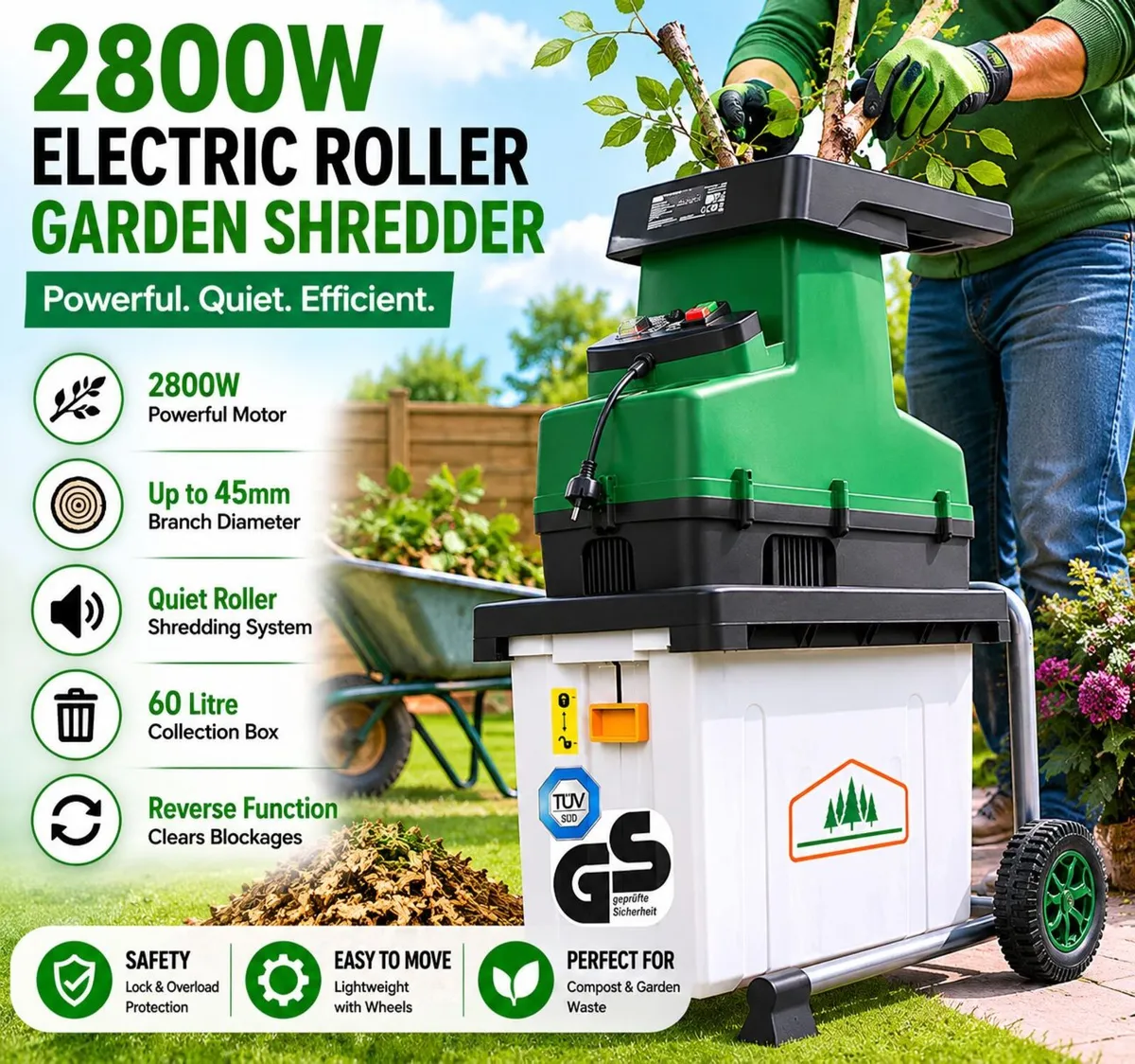 Quiet Shredder 3100 W Max. 45 mm Branch Thickness - Image 1