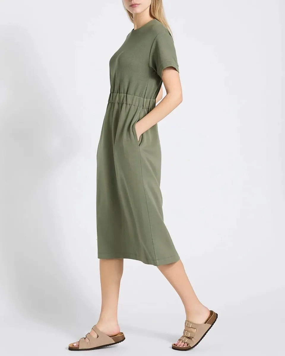 New khaki midi dress, a t-shirt style top, stretch - Image 3