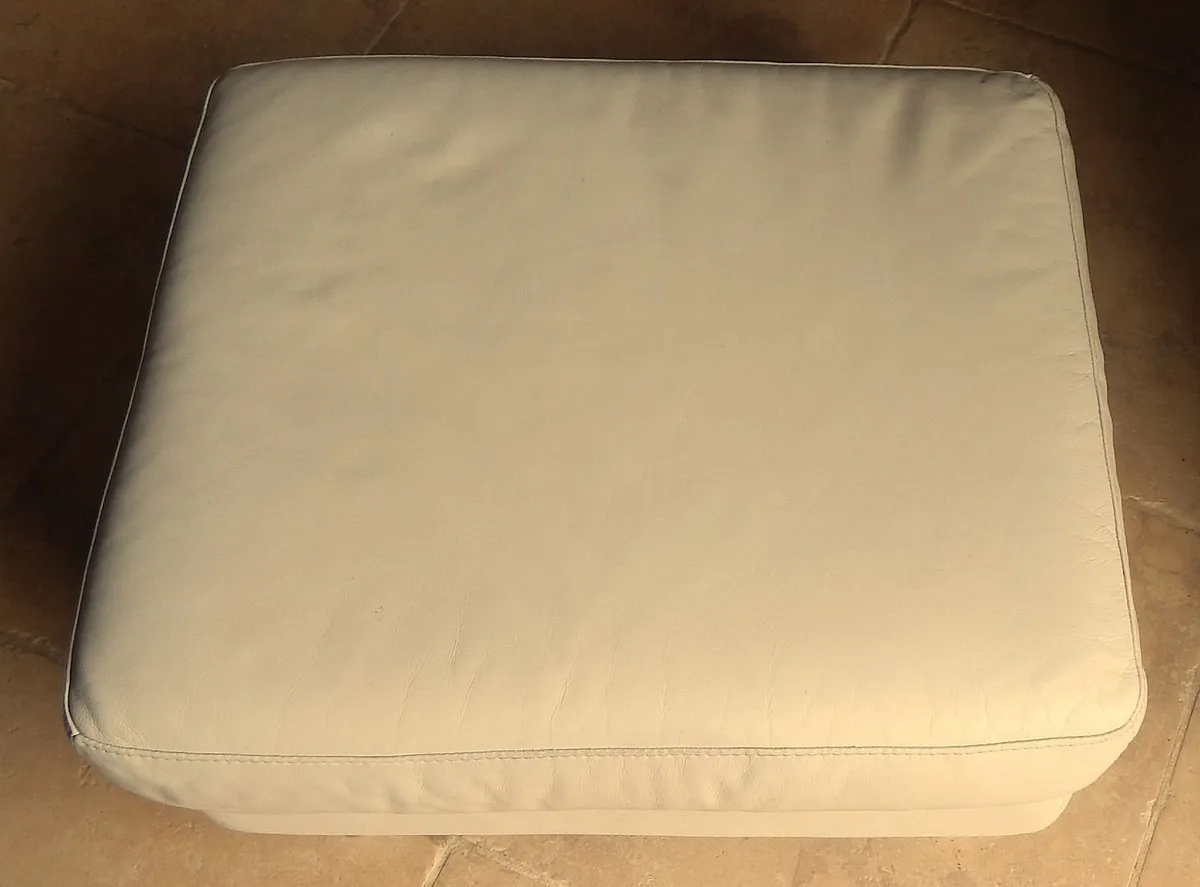 Large Leather Pouffe Stool - Image 3