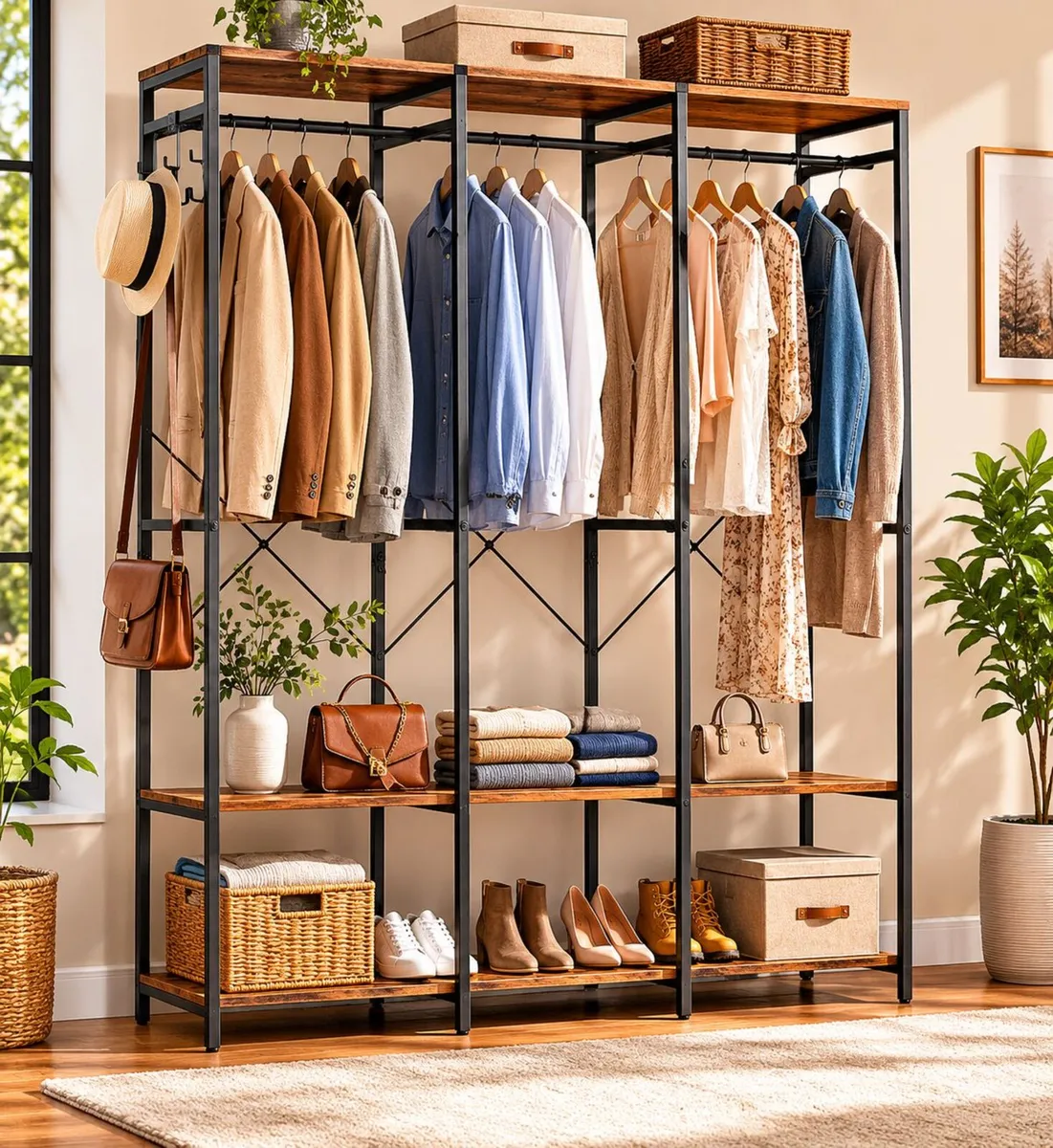 Wardrobe Open Removable Hook Open Wardrobe with Cl - Image 1