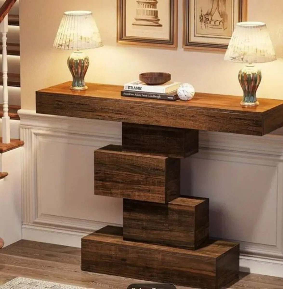 Farmhouse Console Table 42.5 Inch Narrow Sofa Tabl - Image 1