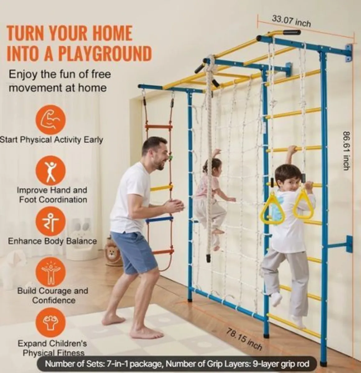 Swedish Wall Ladder for Kids 7 in 1 - Image 3