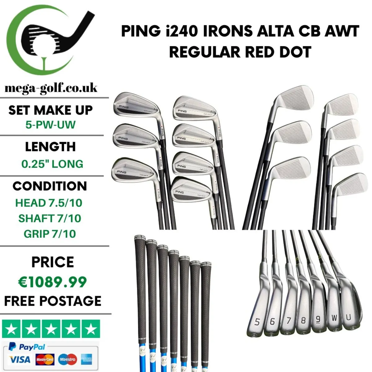Ping i240 Irons / 5-Pw-Uw / Alta CB AWT Regular - Image 1