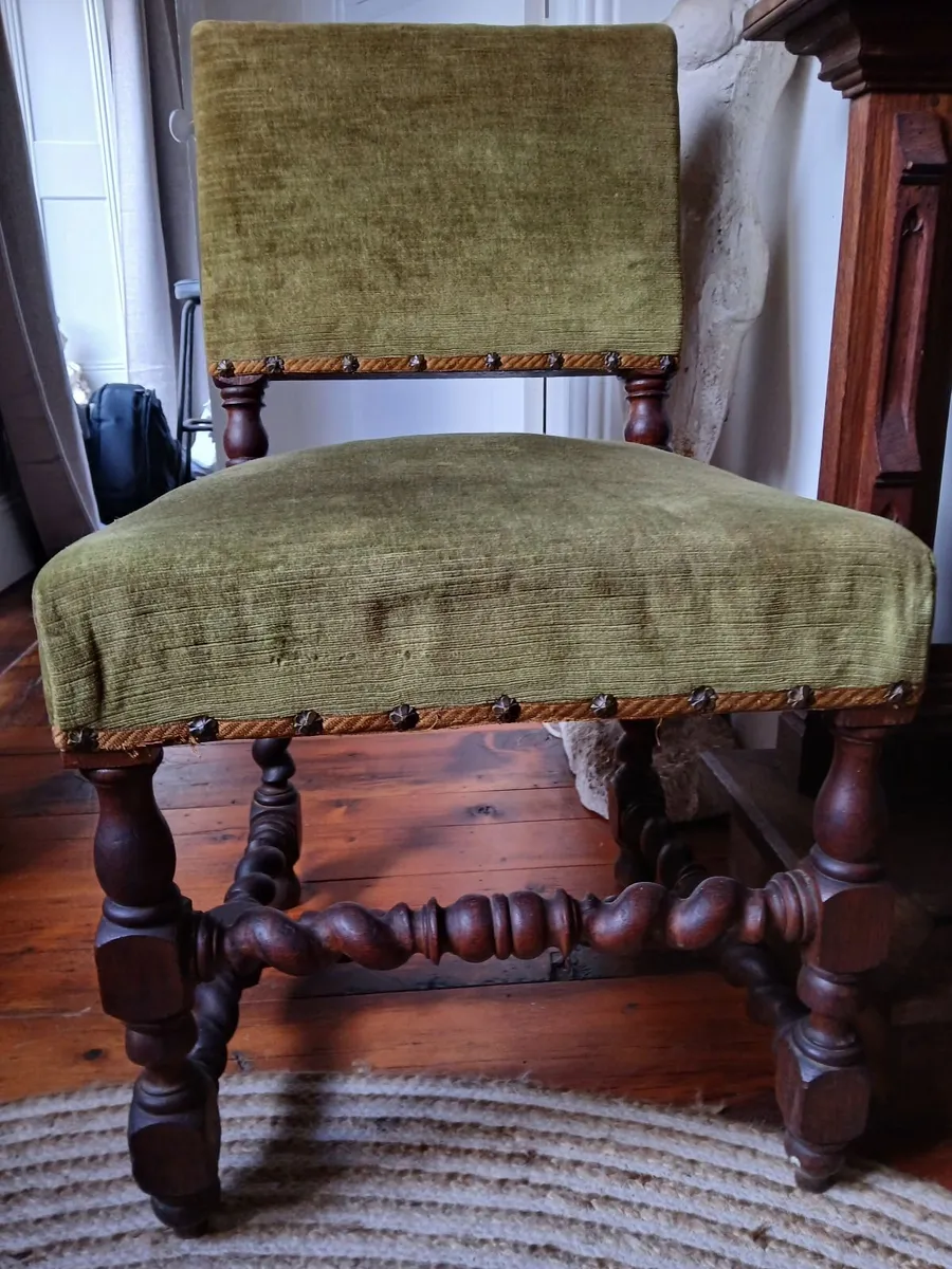 Antique Oak Dining Chairs - Image 3