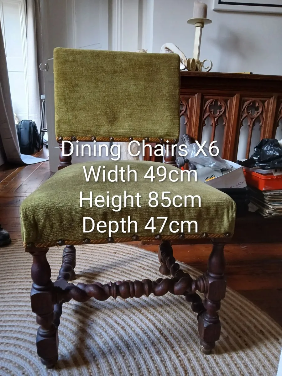 Antique Oak Dining Chairs - Image 4