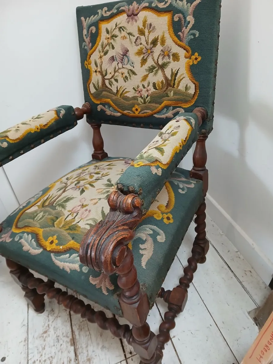 Antique Oak Carver Chairs - Image 3