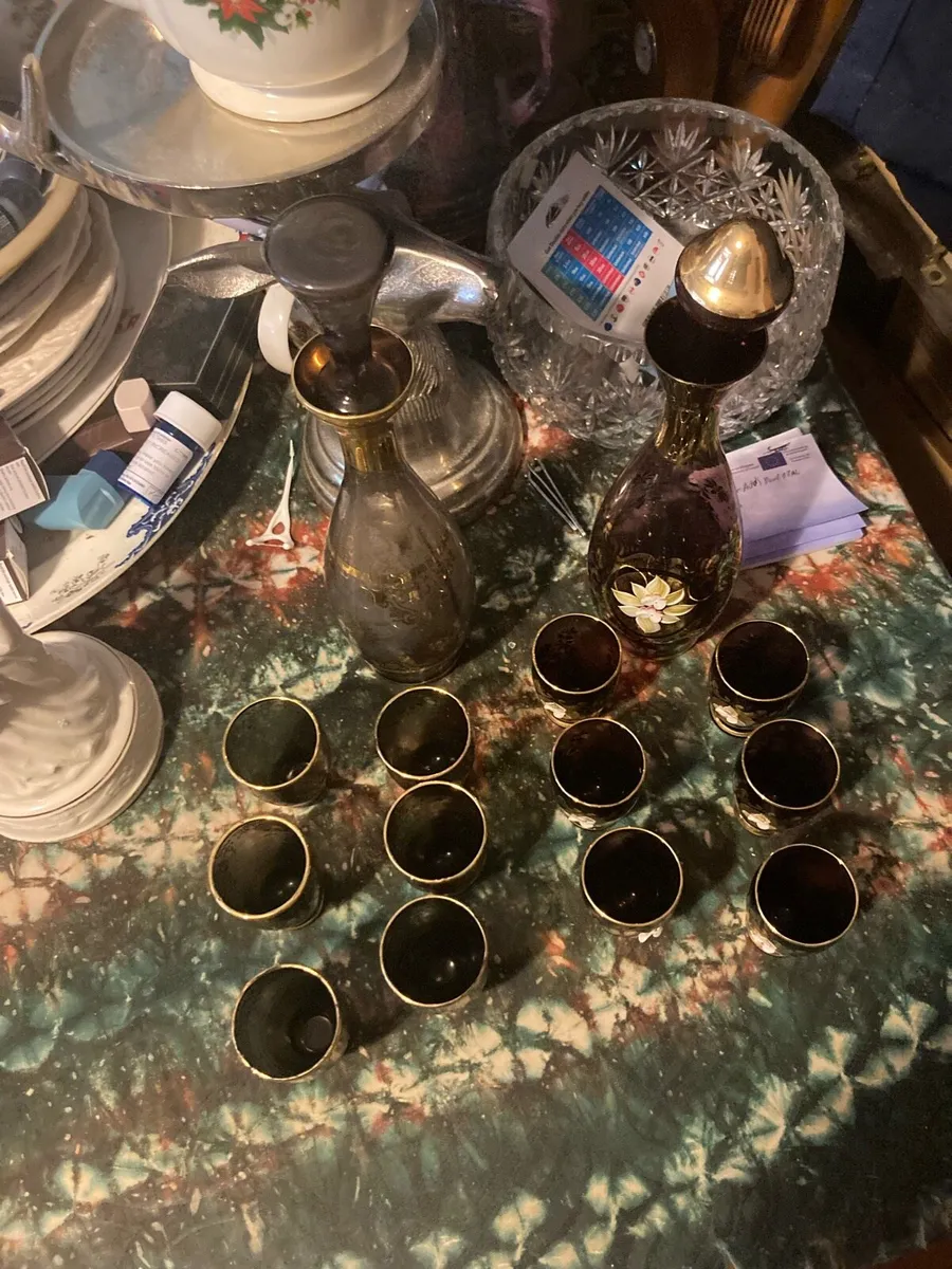Vintage glass decanter sets free postage - Image 1