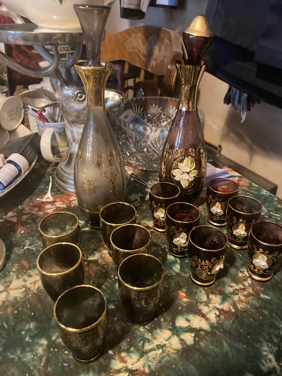 Vintage glass decanter sets free postage - Image 2