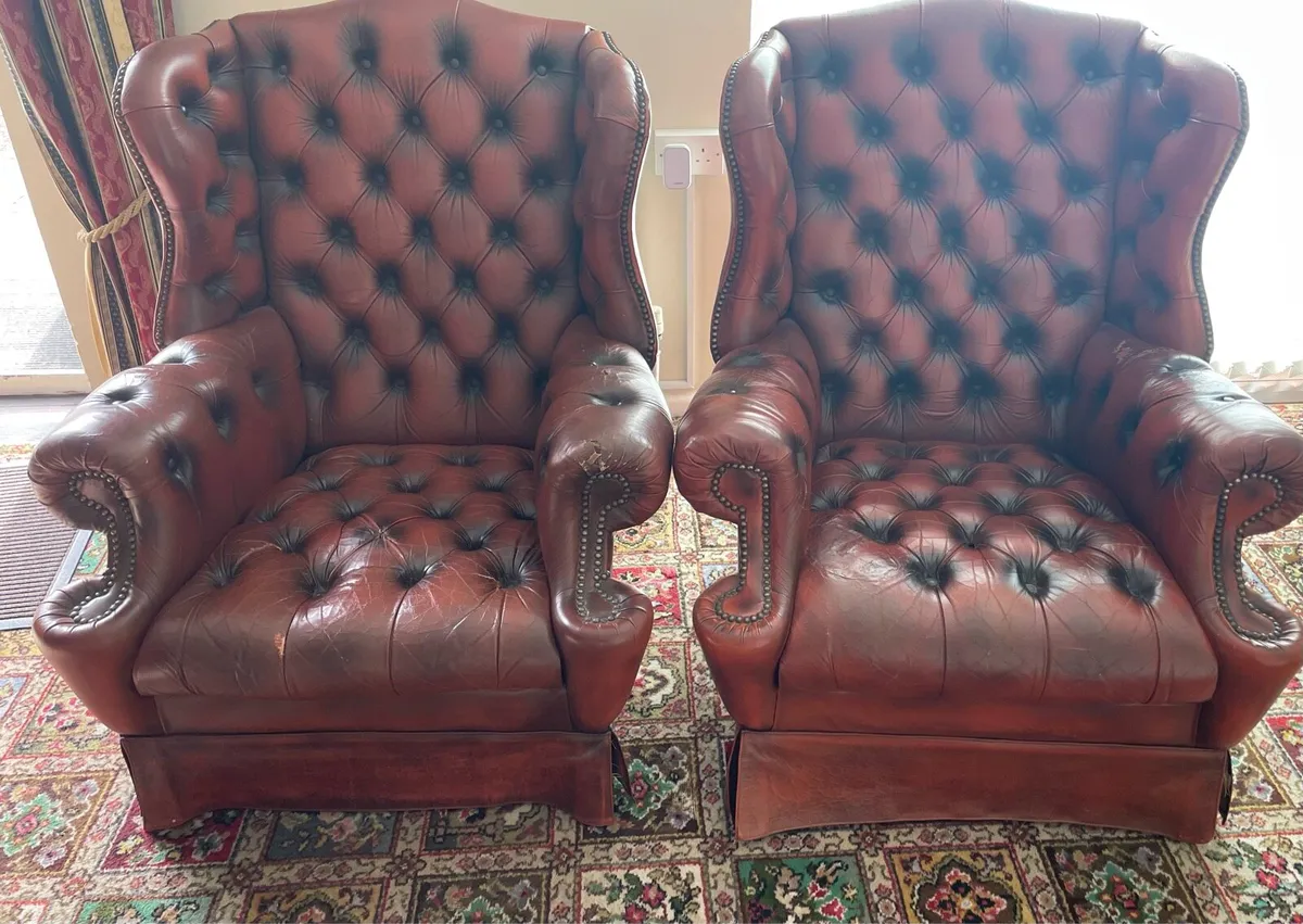 Leather wingback chairs - Image 1