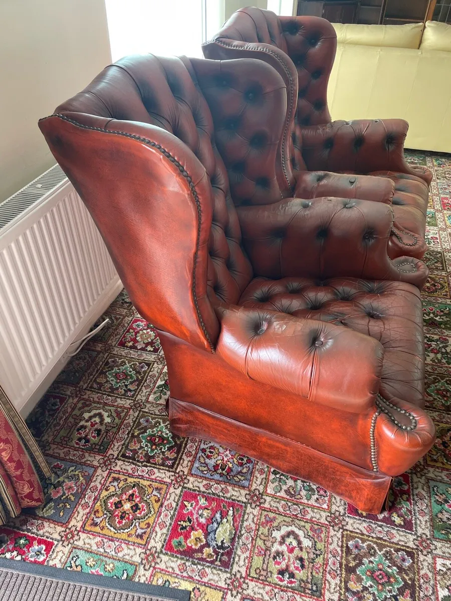 Leather wingback chairs - Image 2