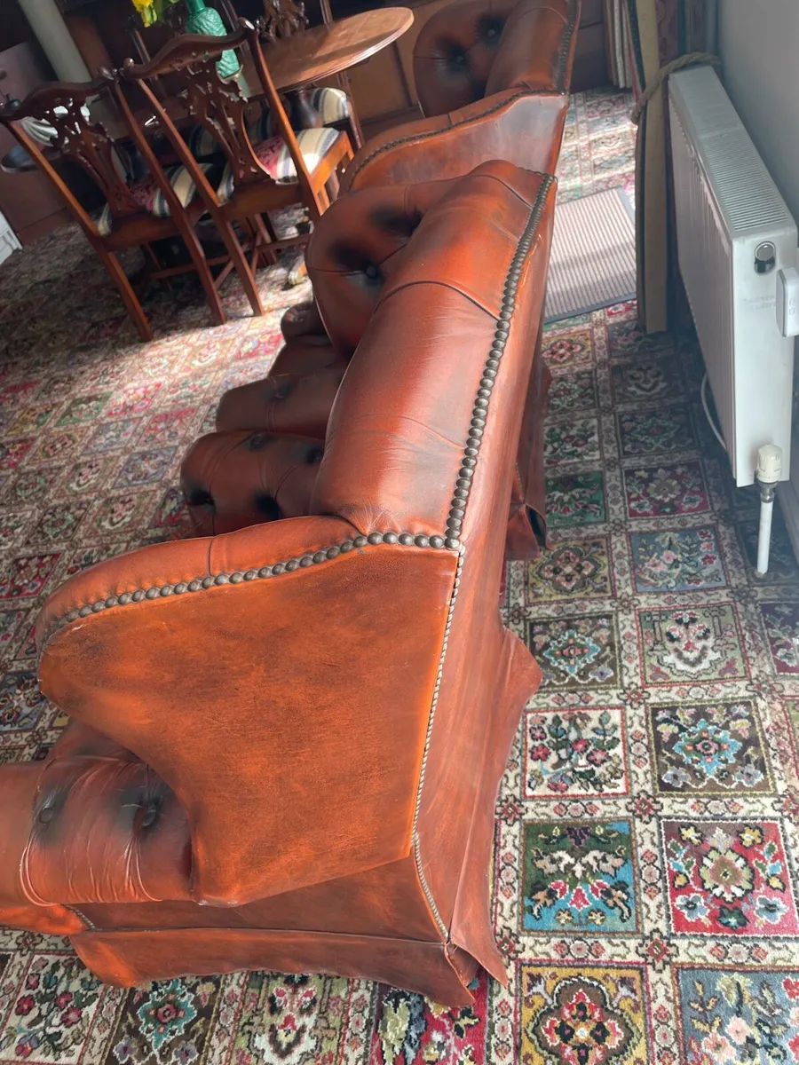 Leather wingback chairs - Image 3