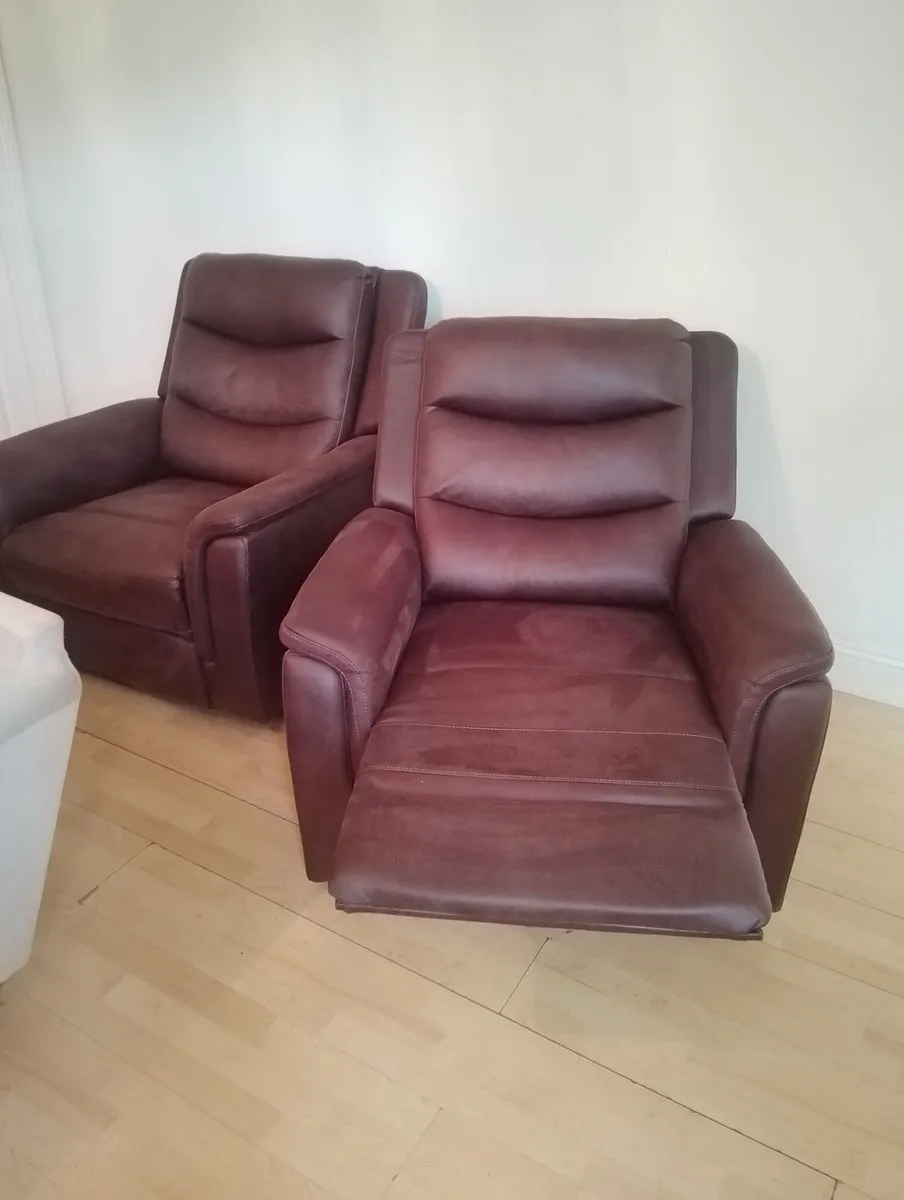 2 X Recliner Chairs - Chocolate Brown - Image 1