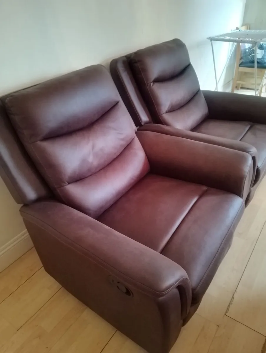 2 X Recliner Chairs - Chocolate Brown - Image 2