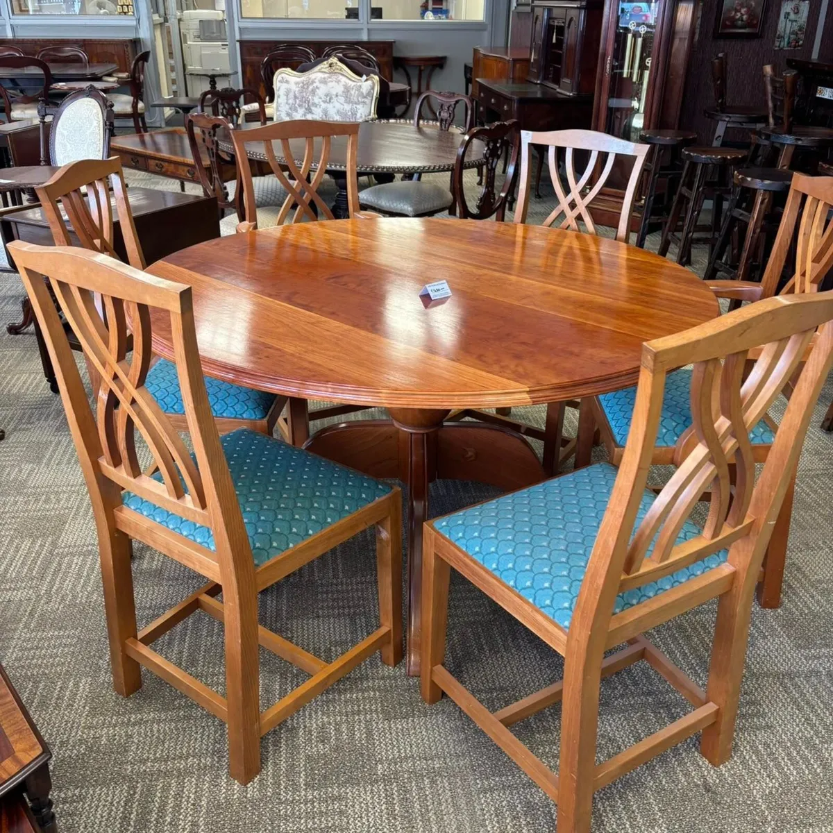 American cherrywood table and six chairs. - Image 1