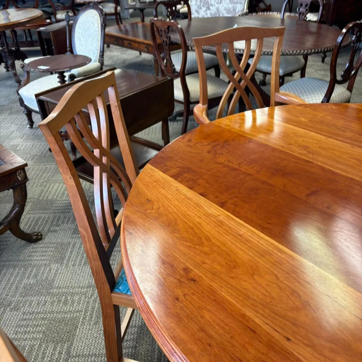 American cherrywood table and six chairs. - Image 3
