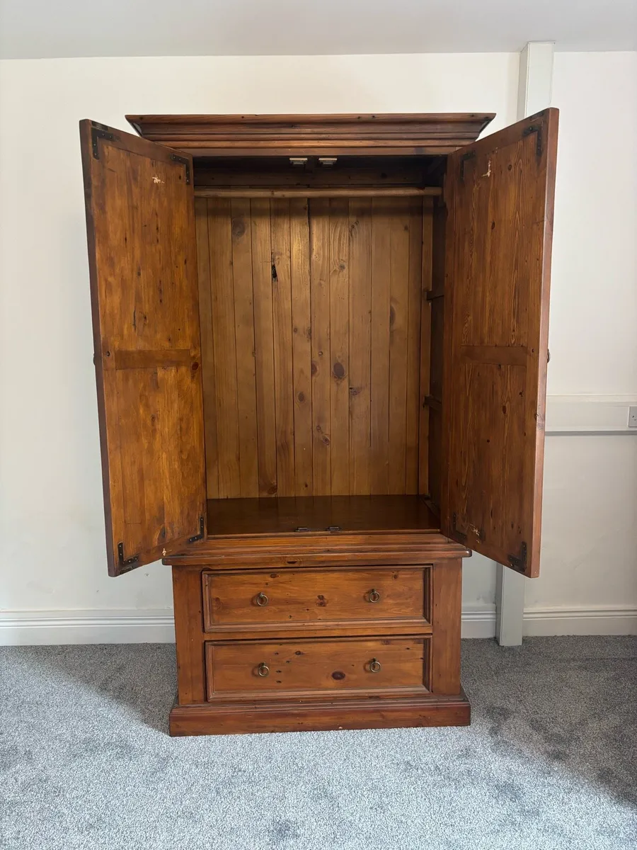 Rustic Wooden Wardrobe with Drawers - Image 2