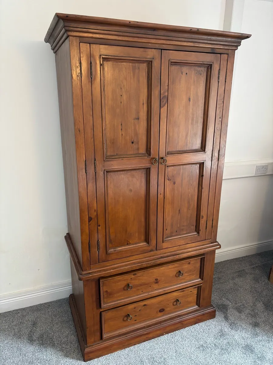 Rustic Wooden Wardrobe with Drawers - Image 3
